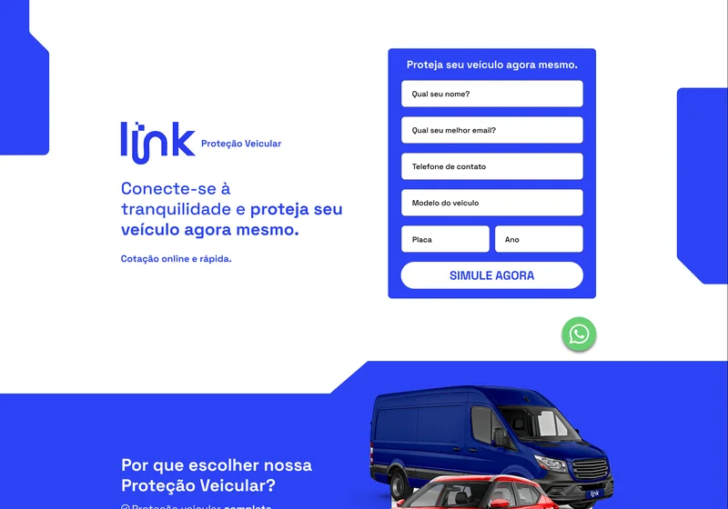 Landing page Link Proteção Veicular — cotação online de proteção automotiva